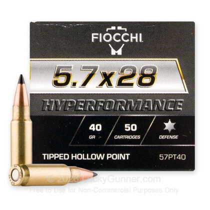 Large image of Premium 5.7x28mm Ammo For Sale - 40 Grain Polymer Tip Ammunition in Stock by Fiocchi - 50 Rounds