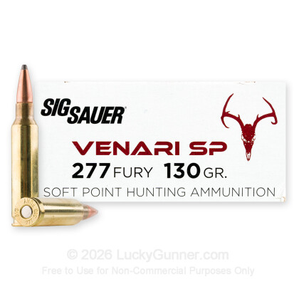 Large image of Premium 277 Fury Ammo For Sale - 130 Grain SP Ammunition in Stock by Sig Sauer Venari - 20 Rounds