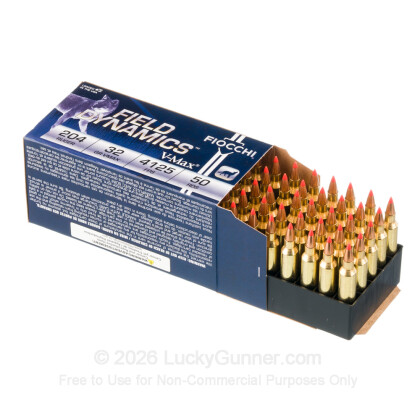 Large image of 204 Ruger Ammo In Stock  - 32 gr V-MAX - Fiocchi 204 Ruger Ammunition For Sale Online