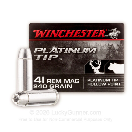 Large image of Premium 41 Remington Mag Ammo For Sale - 240 Platinum Tip JHP Ammunition in Stock by Winchester - 20 Rounds