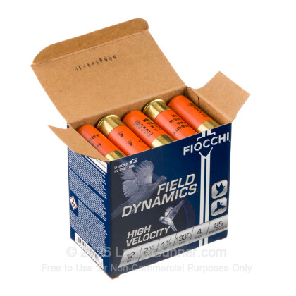 Large image of Bulk 12 Gauge Ammo For Sale - 2-3/4" 1-1/4oz. #4 Shot Ammunition in Stock by Fiocchi - 250 Rounds