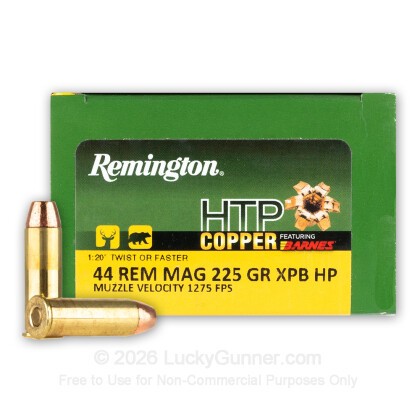 Large image of Premium 44 Mag Ammo For Sale - 225 Grain XPB Ammunition in Stock by Remington HTP Copper - 20 Rounds