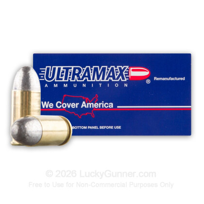 Large image of Cheap 380 Auto Ammo For Sale - 115 Grain LRN Ammunition in Stock by Ultramax Remanufactured  - 50 Rounds
