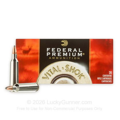 Large image of Premium 22-250 Ammo For Sale - 60 Grain Nosler Partition Ammunition in Stock by Federal Vital-Shok - 20 Rounds