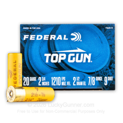 Large image of 20 Gauge Ammo - 2-3/4" Lead Shot Target shells - 7/8 oz - #9 - Federal Top Gun - 250 Rounds