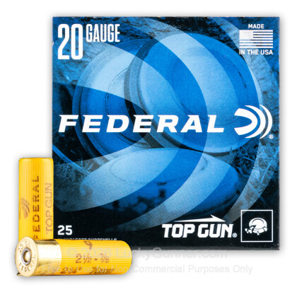 Large image of 20 Gauge Ammo - 2-3/4" Lead Shot Target shells - 7/8 oz - #9 - Federal Top Gun - 250 Rounds