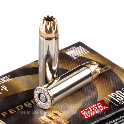 Large image of Premium 38 Special +P Ammo For Sale - 130 Grain JHP Ammunition in Stock by Federal Hydra-Shok Deep - 20 Rounds
