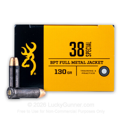 Large image of Cheap 38 Special Ammo For Sale - 130 Grain FMJ Ammunition in Stock by Browning - 50 Rounds