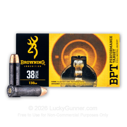 Large image of Cheap 38 Special Ammo For Sale - 130 Grain FMJ Ammunition in Stock by Browning - 50 Rounds