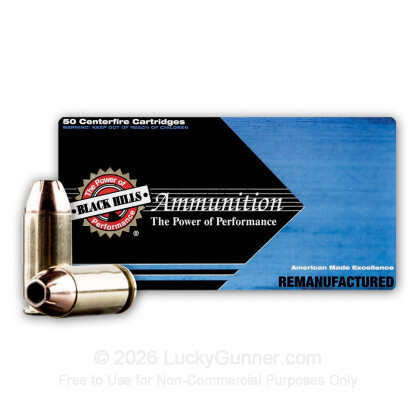 Large image of Premium 40 S&W Ammo For Sale - 180 Grain JHP Ammunition in Stock by Black Hills Remanufactured - 50 Rounds