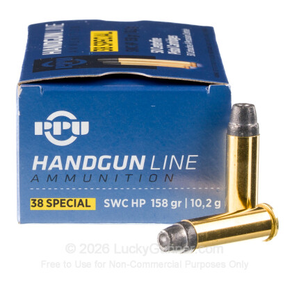Large image of Cheap 38 Special Ammo For Sale - 158 Grain LSWCHP Ammunition in Stock by Prvi Partizan - 50 Rounds
