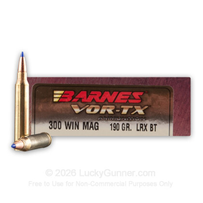 Large image of Premium 300 Winchester Magnum Ammo For Sale - 190 Grain LRX BT Ammunition in Stock by Barnes VOR-TX - 20 Rounds