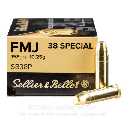 Large image of Bulk 38 Special Ammo For Sale - 158 Grain FMJ Ammunition in Stock by Sellier & Bellot - 1000 Rounds