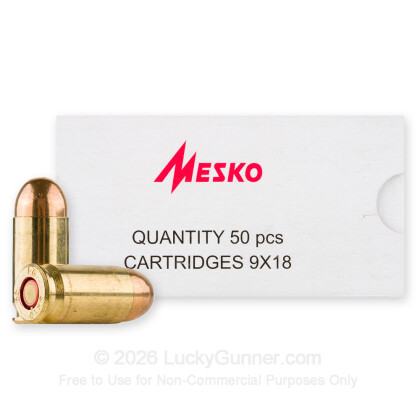 Large image of Cheap 9mm Makarov Ammo For Sale - 93 Grain FMJ Ammunition in Stock by Mesko - 50 Rounds