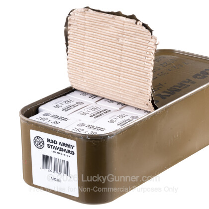 Large image of Bulk 7.62x39 Ammo For Sale - 122 Grain FMJ Ammunition in Stock by Red Army Standard - 640 Rounds in Spam Can