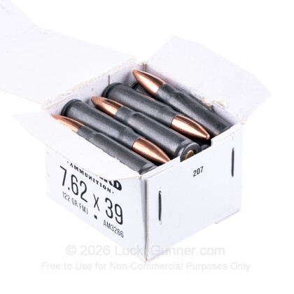 Large image of Bulk 7.62x39 Ammo For Sale - 122 Grain FMJ Ammunition in Stock by Red Army Standard - 640 Rounds in Spam Can