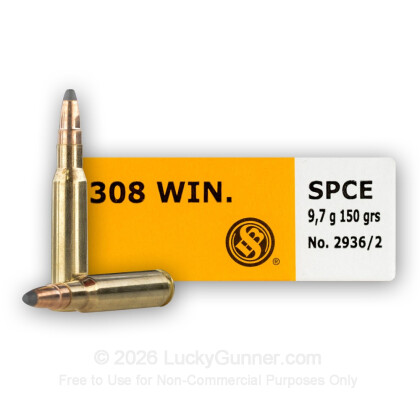 Large image of Sellier & Bellot 308 Ammo For Sale - 150 Grain SPCE - 500 Rounds