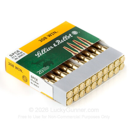 Large image of Sellier & Bellot 308 Ammo For Sale - 150 Grain SPCE - 500 Rounds