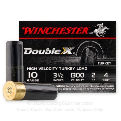 Large image of Premium 10 Gauge Ammo For Sale - 3-1/2” 2oz. #4 Shot Ammunition in Stock by Winchester Double X - 100 Rounds