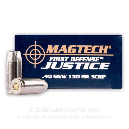Large image of Premium 40 S&W Defense Ammo For Sale - 130 gr SCHP - Magtech First Defense Justice Ammunition In Stock - 20 Rounds