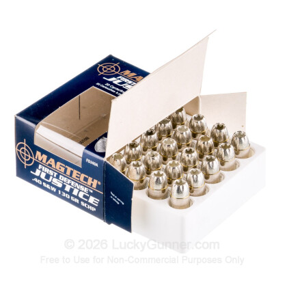 Large image of Premium 40 S&W Defense Ammo For Sale - 130 gr SCHP - Magtech First Defense Justice Ammunition In Stock - 20 Rounds