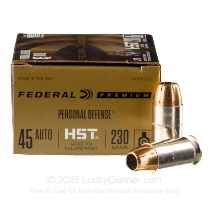 Large image of Defensive 45 ACP Ammo For Sale - 230 gr HST JHP - Federal Premium Defense Ammunition In Stock - 20 Rounds