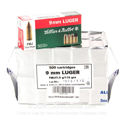 Image 1 of Shop by Popular Brand from Sellier & Bellot Image 1 of Sellier & Bellot 9mm Luger (9x19) Ammo