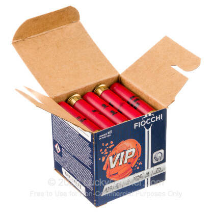 Large image of Cheap 410 Bore Ammo For Sale - 2-1/2" 1/2oz. #9 Shot Ammunition in Stock by Fiocchi - 25 Rounds