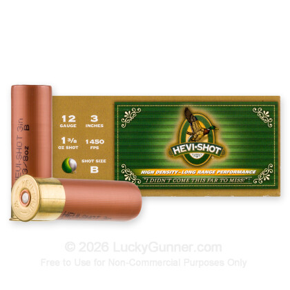 Large image of Premium 12 Gauge Ammo For Sale - 3” 1-3/8oz. B Shot Ammunition in Stock by Hevi-Shot Duck - 10 Rounds
