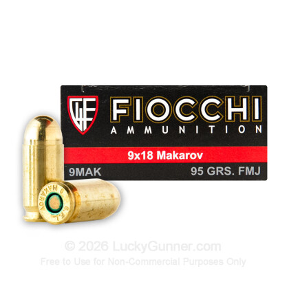 Large image of Cheap 9mm Makarov (9x18mm) Luger Ammo For Sale - 95 gr FMJ Fiocchi Ammunition For Sale - 50 rounds