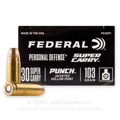 Large image of Federal Punch 30 Super Carry Ammo For Sale - 103 Grain JHP - 20 Rounds