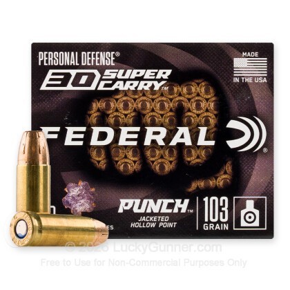 Large image of Federal Punch 30 Super Carry Ammo For Sale - 103 Grain JHP - 20 Rounds