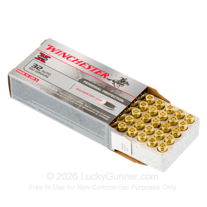 Large image of Cheap 32 ACP Ammo For Sale - 60 Grain JHP Ammunition in Stock by Winchester Silver Tip - 50 Rounds