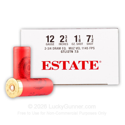 Large image of Cheap 12 Gauge Ammo For Sale - 2-3/4" 1-1/8 oz #7.5 Shot Ammunition in Stock by Estate - 25 Rounds