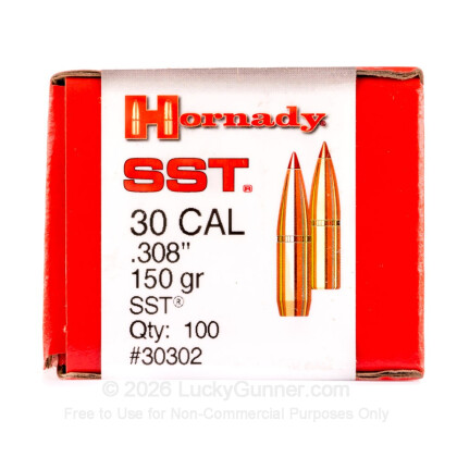 Large image of Premium 308 Caliber Bullets For Sale - 150 Grain SST Polymer Tipped Bullets in Stock by Hornady - 100 Bullets