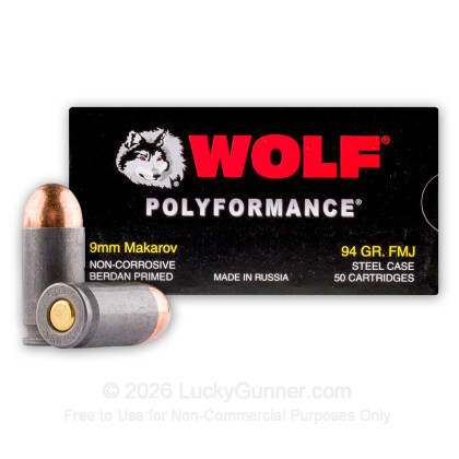 Image 1 of Wolf Ammo from Wolf Image 1 of Wolf 9mm Makarov (9x18mm) Ammo