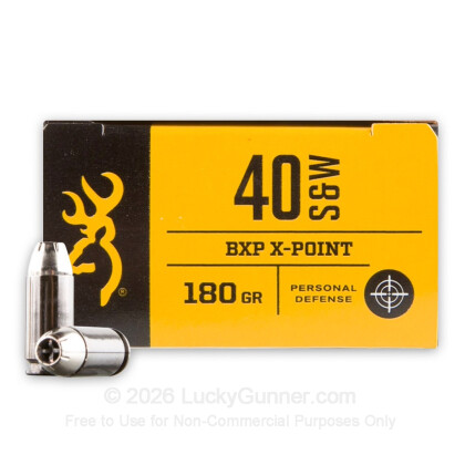 Large image of Premium 40 S&W Ammo For Sale - 180 Grain X-Point JHP Ammunition in Stock by Browning BXP - 20 Rounds