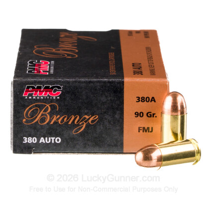 Large image of Bulk PMC Bronze 380 Auto Ammo For Sale - 90 Grain FMJ - 1000 Rounds