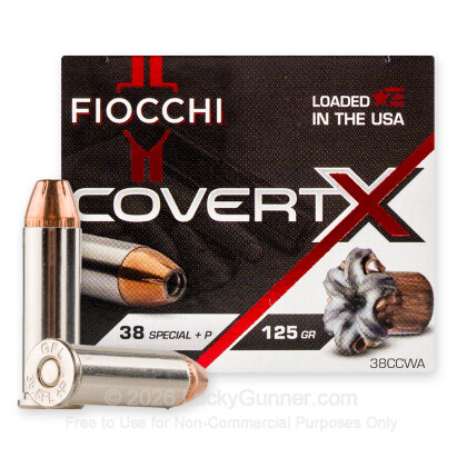 Large image of Fiocchi CovertX 38 Special +P Ammo For Sale - 125 Grain JHP - 20 Rounds