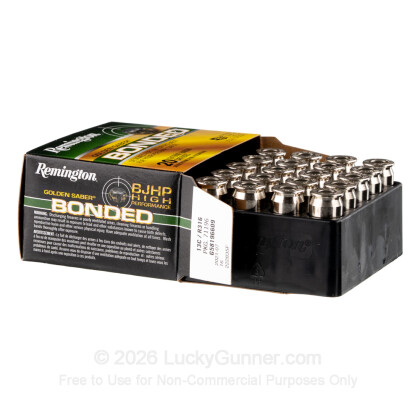 Large image of Premium 45 ACP Ammo For Sale - 185 Grain BJHP Ammunition in Stock by Remington Golden Saber Bonded - 20 Rounds