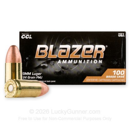 Large image of Cheap Blazer Brass 9mm Ammo For Sale - 124 Grain FMJ - 100 Rounds