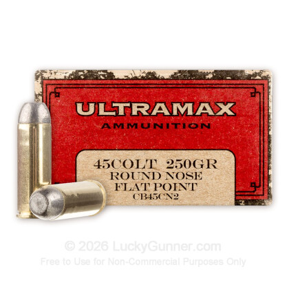 Large image of Cheap 45 Long Colt Ammo For Sale - 250 Grain RNFP Ammunition in Stock by Ultramax- 50 Rounds