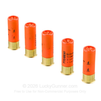 Large image of Bulk 12 Gauge Ammo For Sale - 2-3/4" 1-1/4oz. #4 Shot Ammunition in Stock by Fiocchi - 250 Rounds