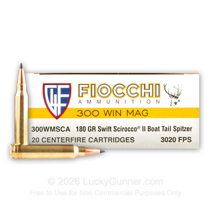 Large image of Premium 300 Winchester Magnum Ammo For Sale - 180 Grain 180 Grain Scirocco II PTS Ammunition in Stock by Fiocchi Extrema  - 20 Rounds