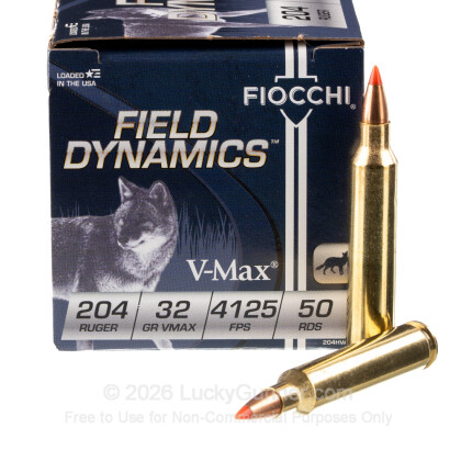 Large image of 204 Ruger Ammo In Stock  - 32 gr V-MAX - Fiocchi 204 Ruger Ammunition For Sale Online