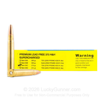 Image 1 of Buffalo Bore .375 H&H Magnum Ammo