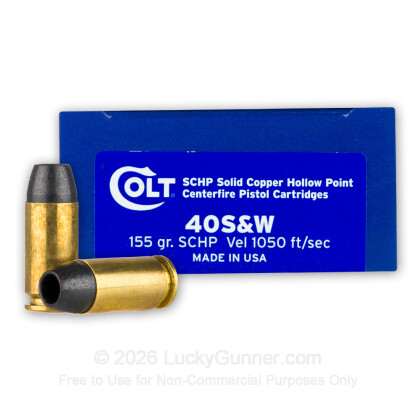 Large image of Cheap 40 S&W Ammo For Sale - 155 Grain SCHP Ammunition in Stock by Colt - 20 Rounds