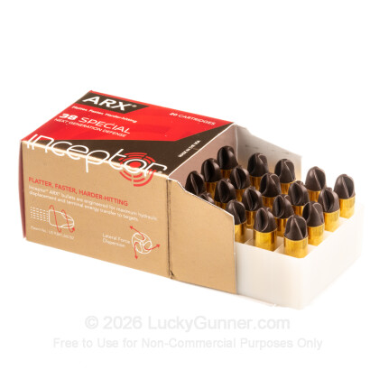 Large image of Premium 38 Special Ammo For Sale - 77 Grain ARX Ammunition in Stock by Inceptor - 20 Rounds