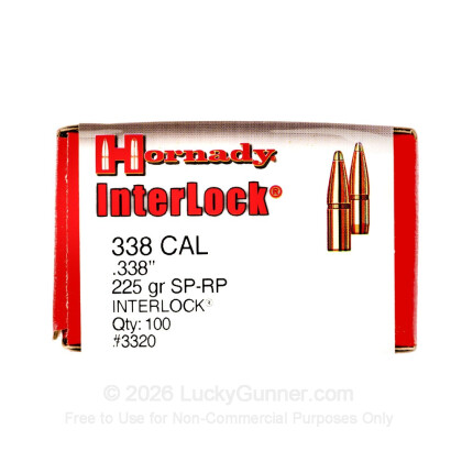 Large image of Bulk 338 Lapua Magnum (.338) Bullets for Sale - 225 Grain Spire Point Bullets in Stock by Hornady - 100