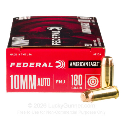 Large image of 10mm Auto Ammo For Sale - 180 gr FMJ - Federal American Eagle 10mm Ammunition In Stock